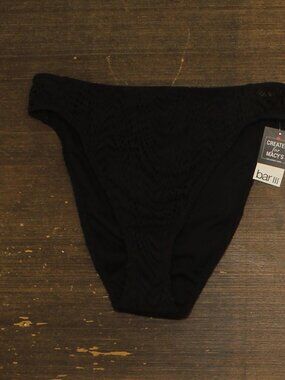 Bar Iii Black Bar Iii Crochet High Rise Side Tab Bikini Bottom M Sz M